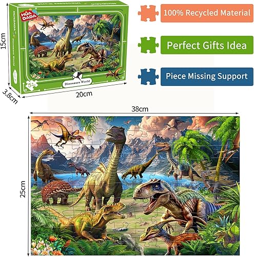 Miniatura 3 de Puzzles for Kids Ages 4-8 100 Piece Puzzles for Kids, Dinosaur World 100 Piece Puzzles Children Learning Educational Toys Gifts Gifts Girls Age 4-6,