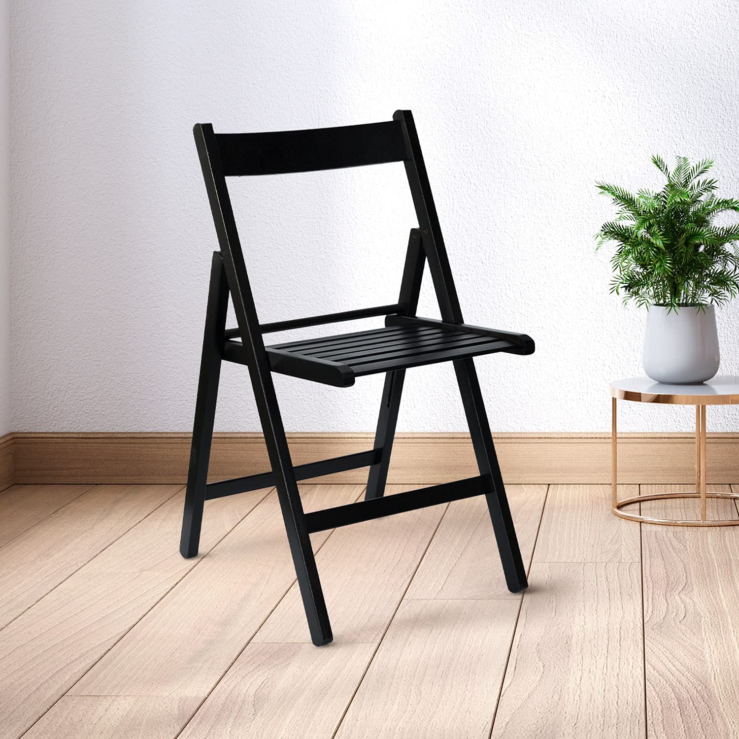 THINIA HOME Pack 2 Sillas Plegables de Madera de Haya Barnizada Buiani