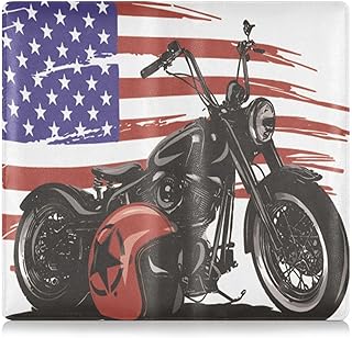 Car Registration and Insurance Card Holder, Vintage American Chopper Motorcycle with American Flag Glove Box Organizer Card Document Wallet