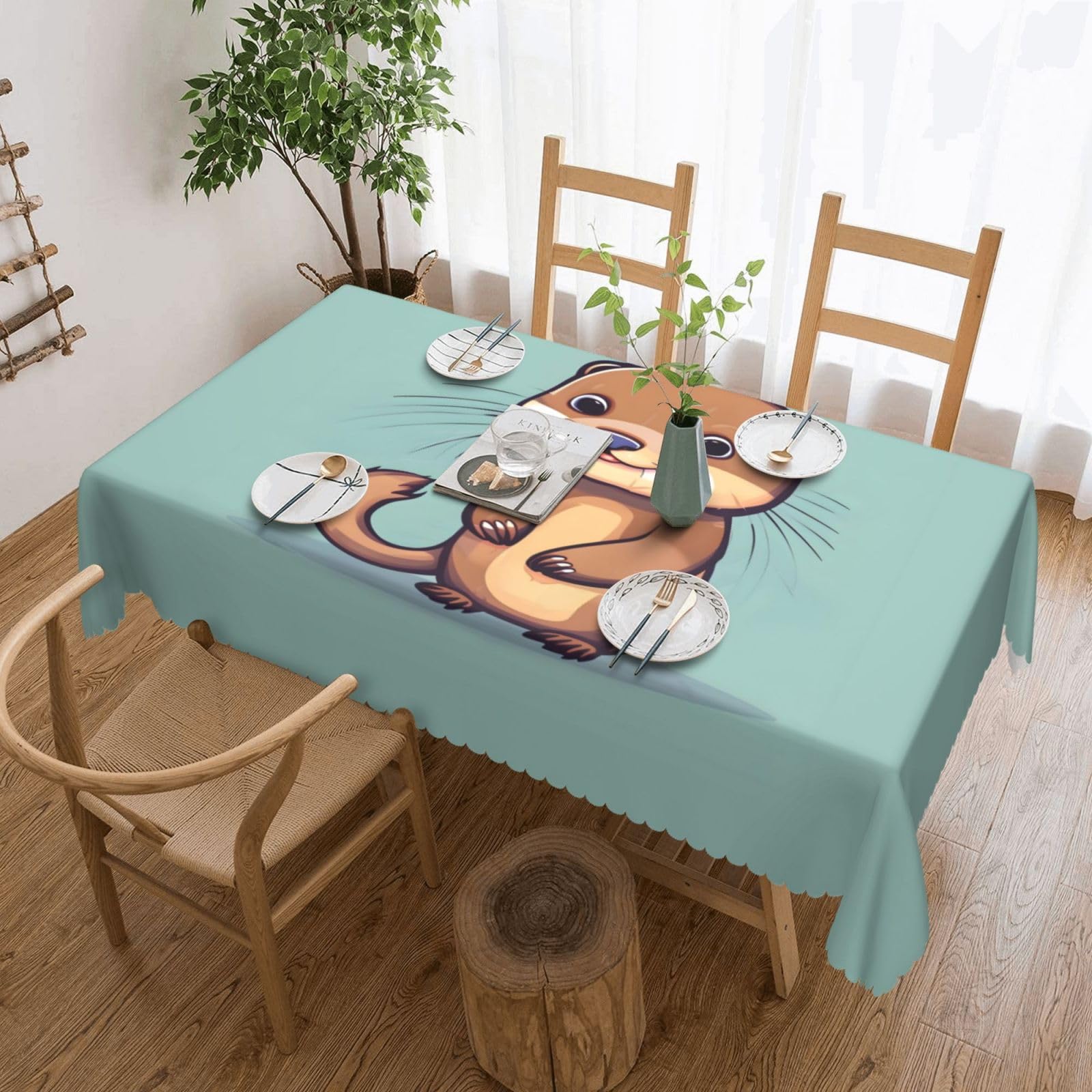 Nappe rectangulaire motif loutres mignonnes pour douceur en famille