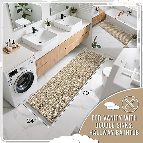 Miniatura 48 de Yimobra - Tapete de baño largo de felpilla, grande de 55.1 x 24 pulgadas, microfibra gruesa, absorbente, extrasuave, antideslizante, peludo, lavable