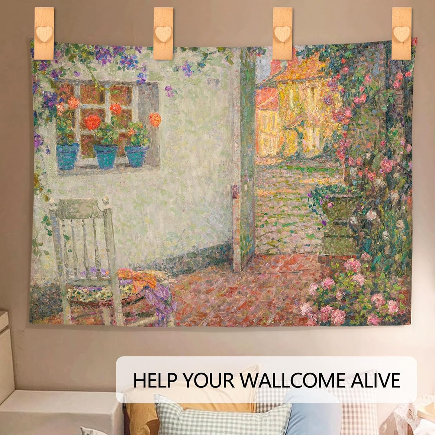 4 Quilt Hanger for Wall for Display - Tapestry Hangers for Walls, Wooden Rug Hangers for Wall Hangings, Decorate with Your Blanket and Tapestry Hangers, Quilt Rack Clamps for Mount (Wooden)