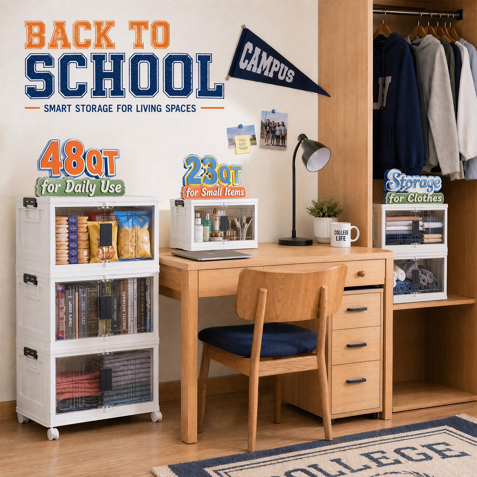Best Storage Bins With Lids 2026: 5 Stackable Picks 2 OlarHike 144QT Lockable Storage Bins with Lids - Folding Cabinet with Doors & Wh — product photo