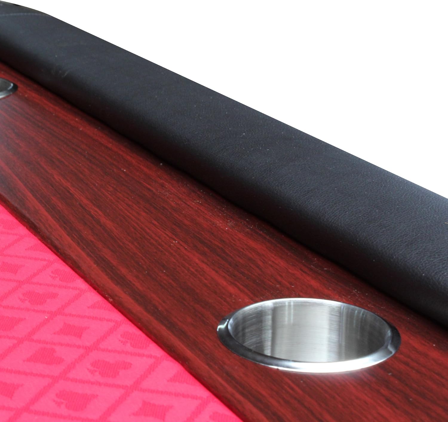 Poker Table for 10 Player Casino Games 96 inches Light Series with Cup Holders Wooden Racetrack Felt Foldable Legs, Red