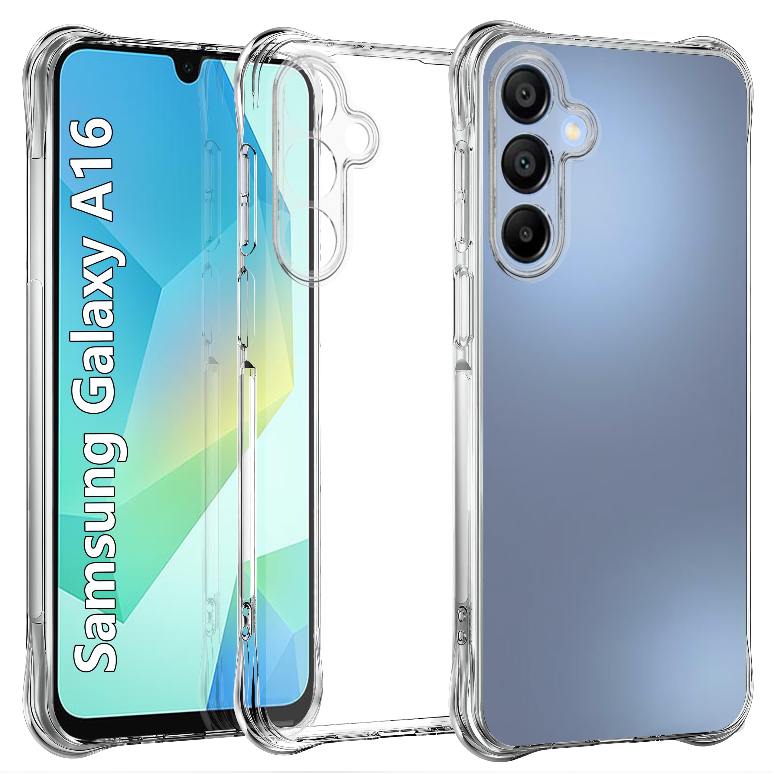 USTIYA Funda para Samsung Galaxy A16 5G, funda transparente de TPU con cuatro esquinas, cubierta transparente suave