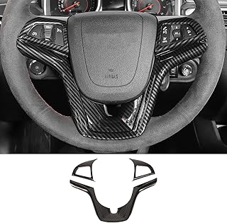 RT-TCZ Steering Wheel Trim Cover Ring Decoration Kit Interior Accessories for 2012 2013 2014 2015 Chevrolet Camaro, 3 PCS (Carbon Fiber Grain)