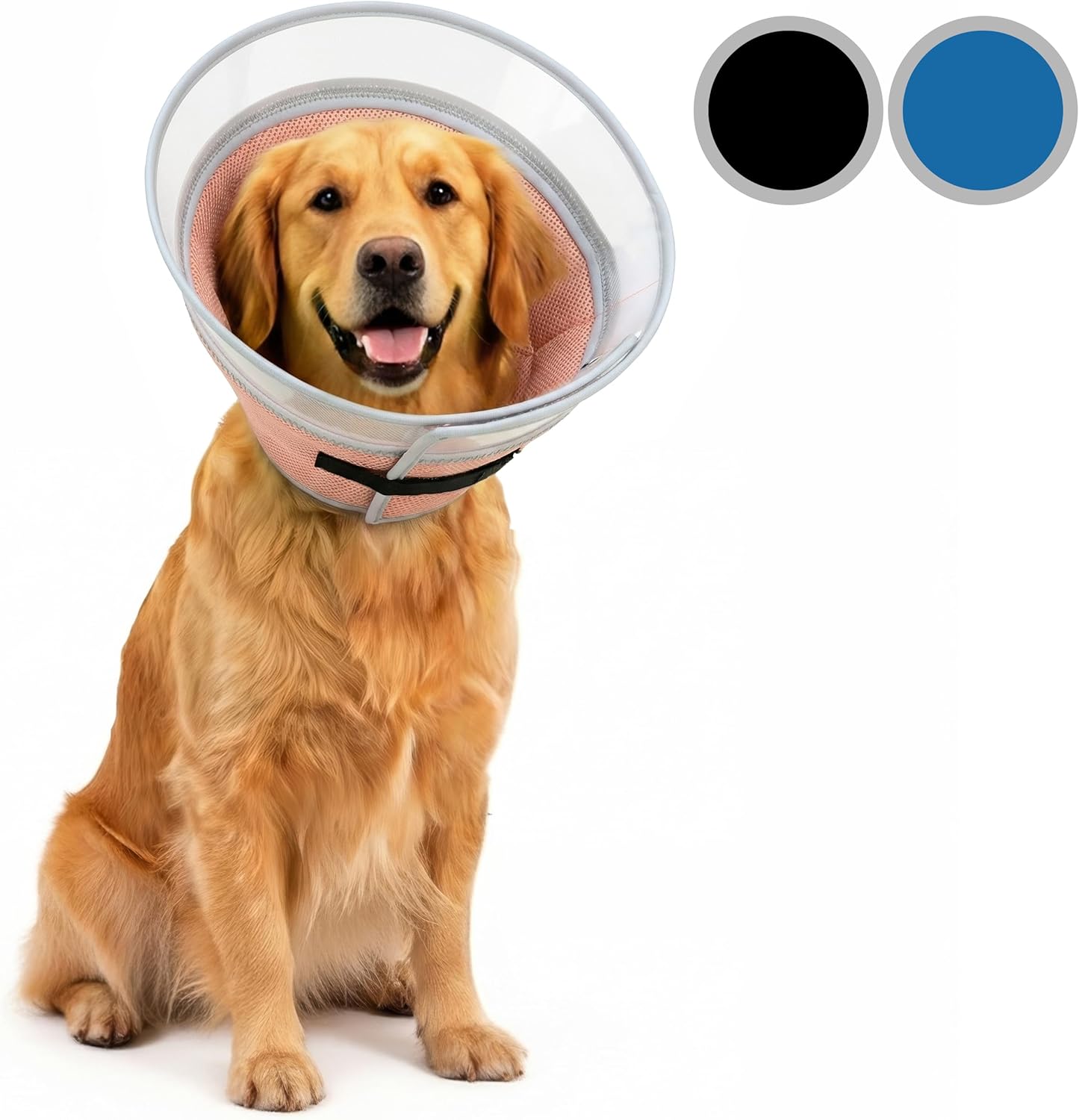 Soft Dog Cone Collar to Stop Licking Small,Medium.Large Dog Cone,Adjustable and Reversible Design,Non-Woven Breathable Fabric, Elizabethan Recovery Collar After Surgery for Cat or Dogs (Pink, Large)