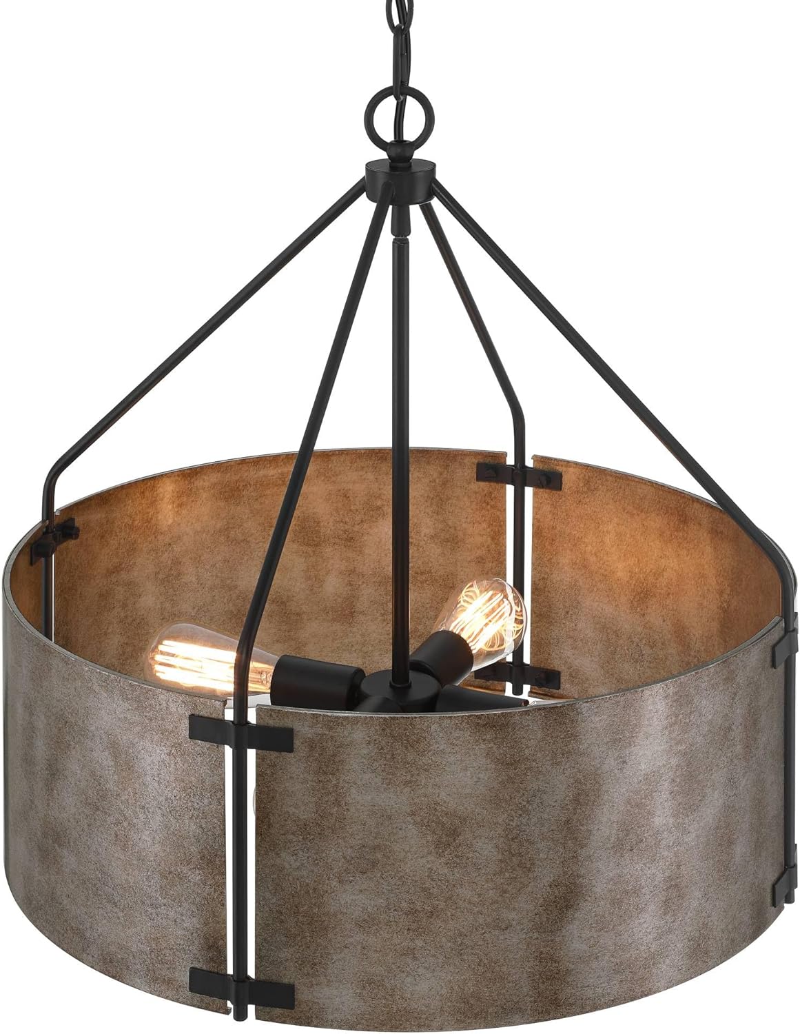 Possini Euro Design Julian 22" Farmhouse Rustic Industrial Pendant Chandelier Ceiling Light Fixture Dining Room Over Table Kitchen Island Foyer Drum Hanging Silver Finish Metal Hallway Entryway