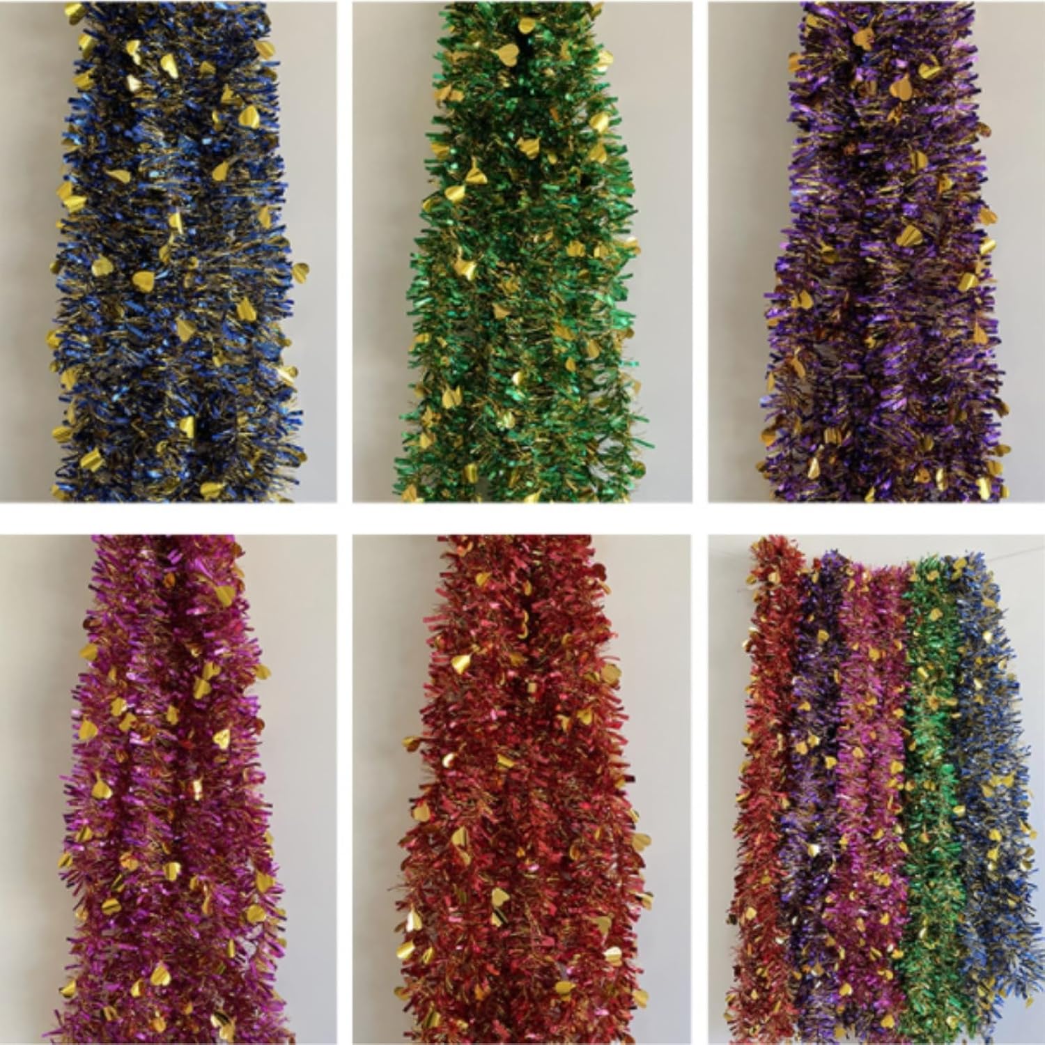 Tinsel Indoor 5 Colors Christmas Metallic Twist Tinsel Garland Hanging for Party Supplies Christmas Tree Garland(1.4m)