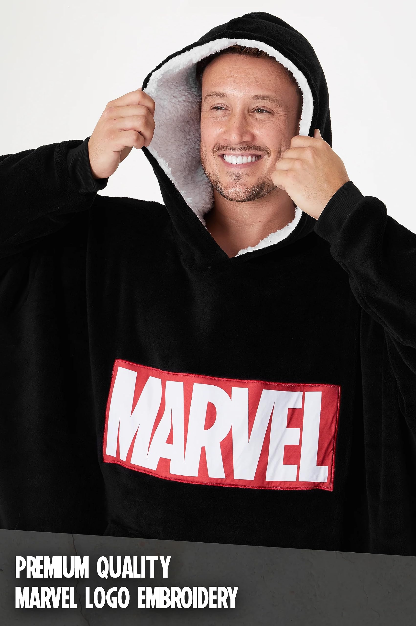 Marvel Felpa Uomo con Cappuccio Felpe Oversize Uomo in Pile Supereroi Avengers Captain America