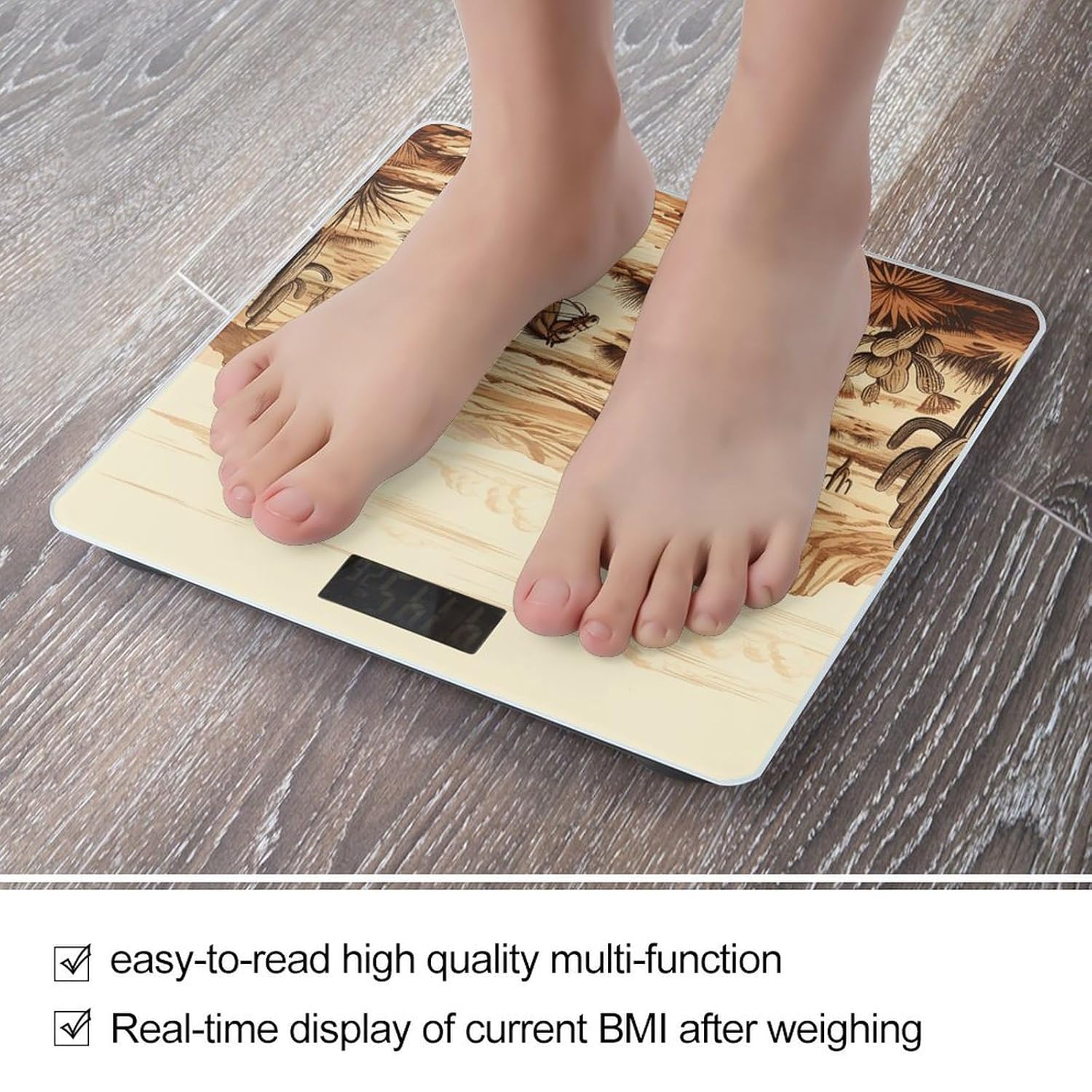 Weight Scale, West Desert Cactus with Cowboys Riding Horses Print Digital Scale Bathroom Scale LCD Display Scale Body Weight Scale Portable Scale