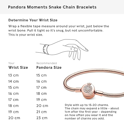 Miniatura 5 de PANDORA Pandora Moments Sparkling Crown O Snake Chain Bracelet, Clear CZ PANDORA Rose Charm Bracelet