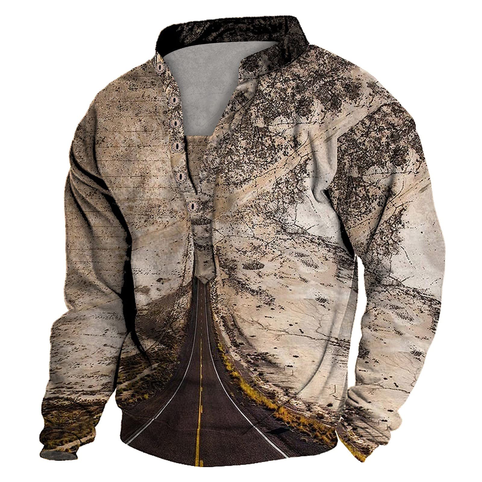 Long Sleeve T Shirt Menss Button Long Sleeve Color T Shirt Outdoor Pattern Top Mens Tops Casual Mens Shirts Long Sleeve Men's Full Sleeve Polo T Shirt with Pocket Men's Athletic Long Sleeve Shirts