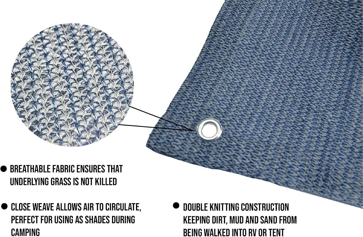 RV Camper Awning Mat Reversible Plastic Straw | Outdoor Rugs All Weather | Floor Mating | RV Mat 10'x10'Blue