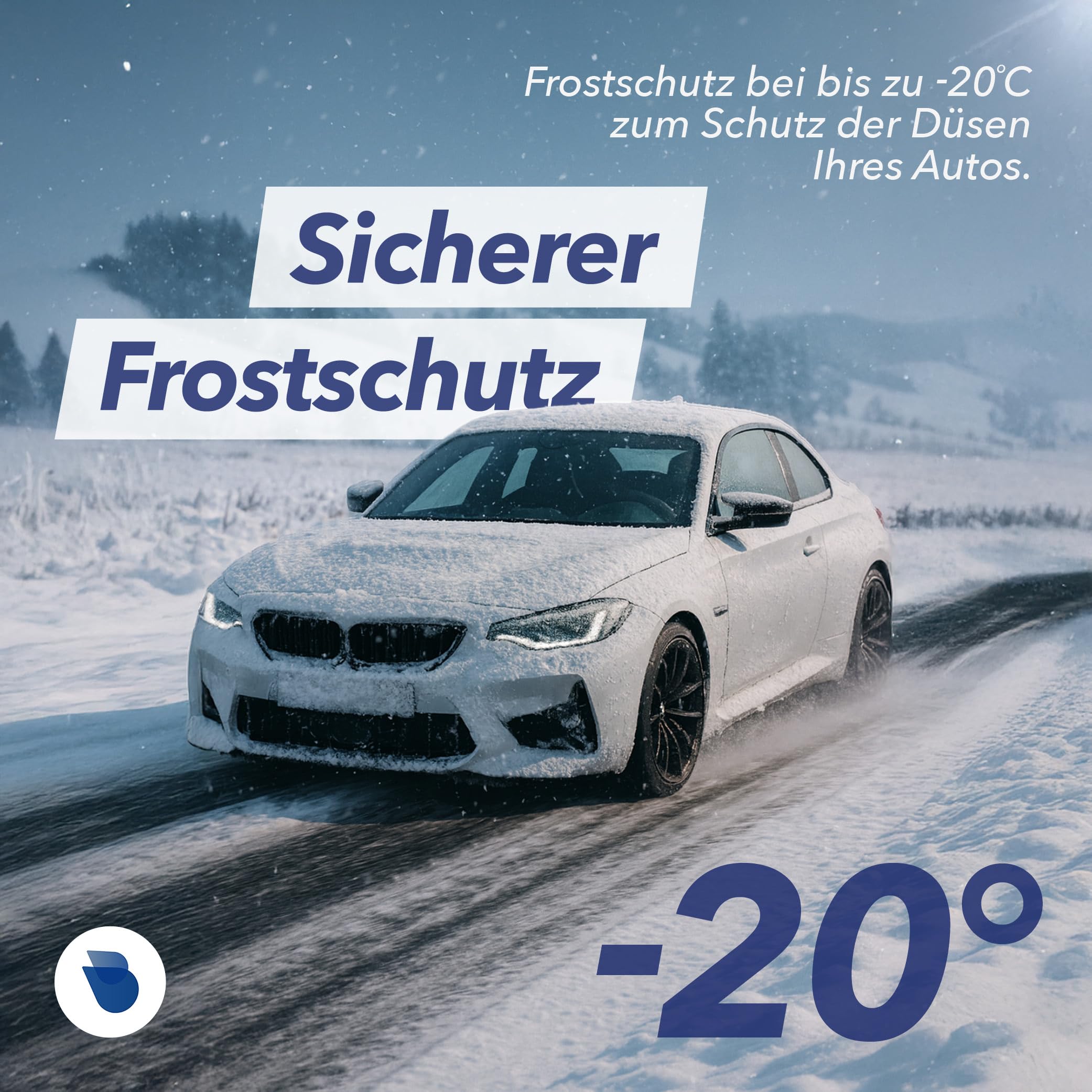 Scheibenfrostschutz 4x5L Fertig-Mix -20°C, Citrusduft, Hohe Enteiser + Reinigungskraft bis -20 Grad, Gebrauchsfertig – Wischwasser Fertigmix, Frostschutzmittel, Scheibenwasser (20L)