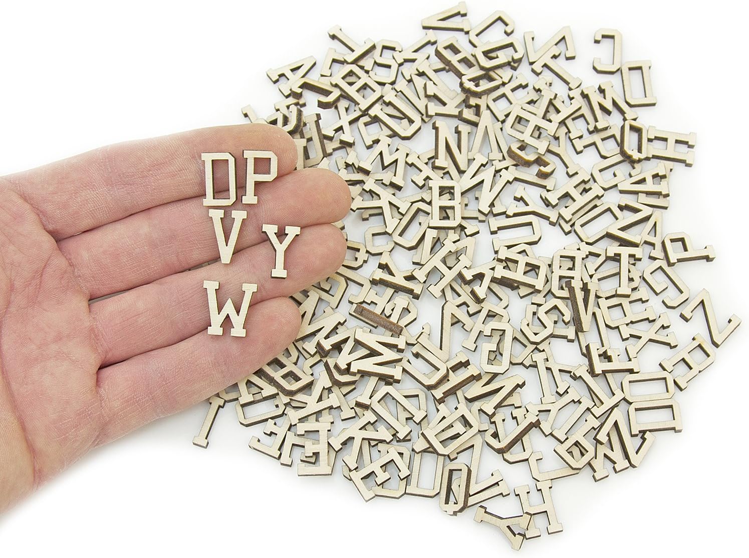 204pcs. Wooden Capital Letters (15mm) Wood Embellishments Alphabet (Upper Case) Craft Decoration Decoupage