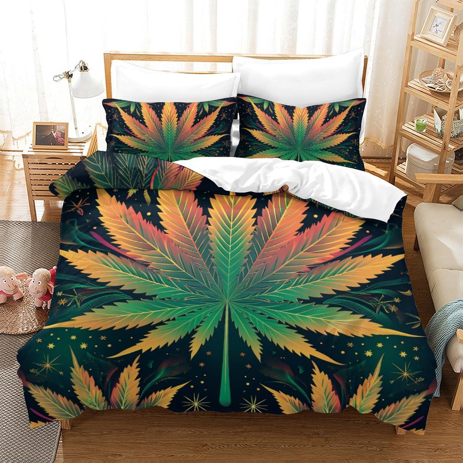 Housse de couette microfibre de qualité supérieure motif palmier 200x200cm