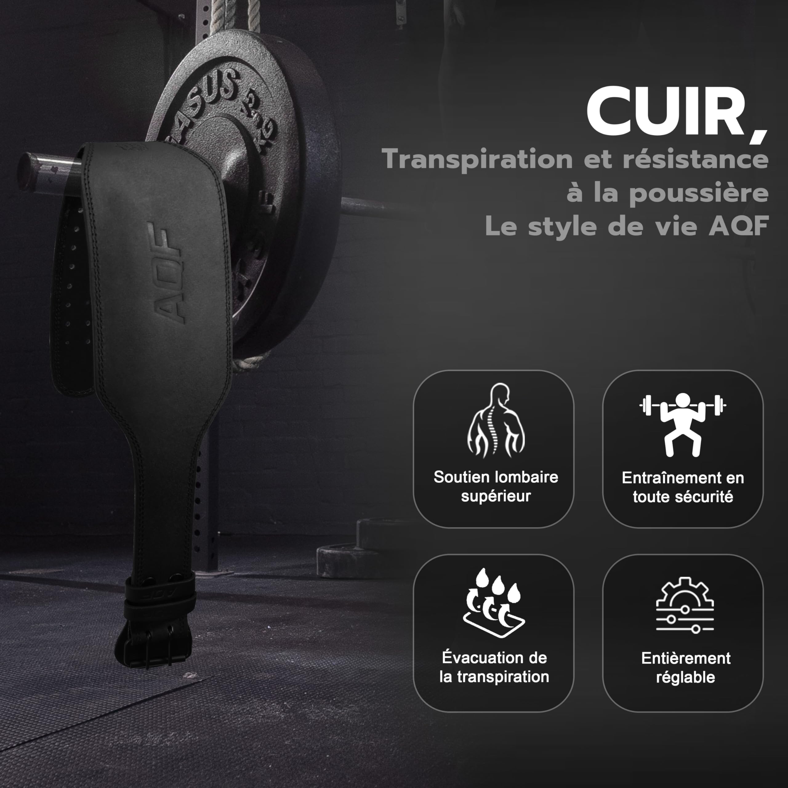 AQF Ceinture Musculation, 4" 6" Cuir Ceinture De Force, Ceinture Lestée Muscu Boucle À Rouleau en Acier, Ceinture Lombaire Musculation pour Powerlifting