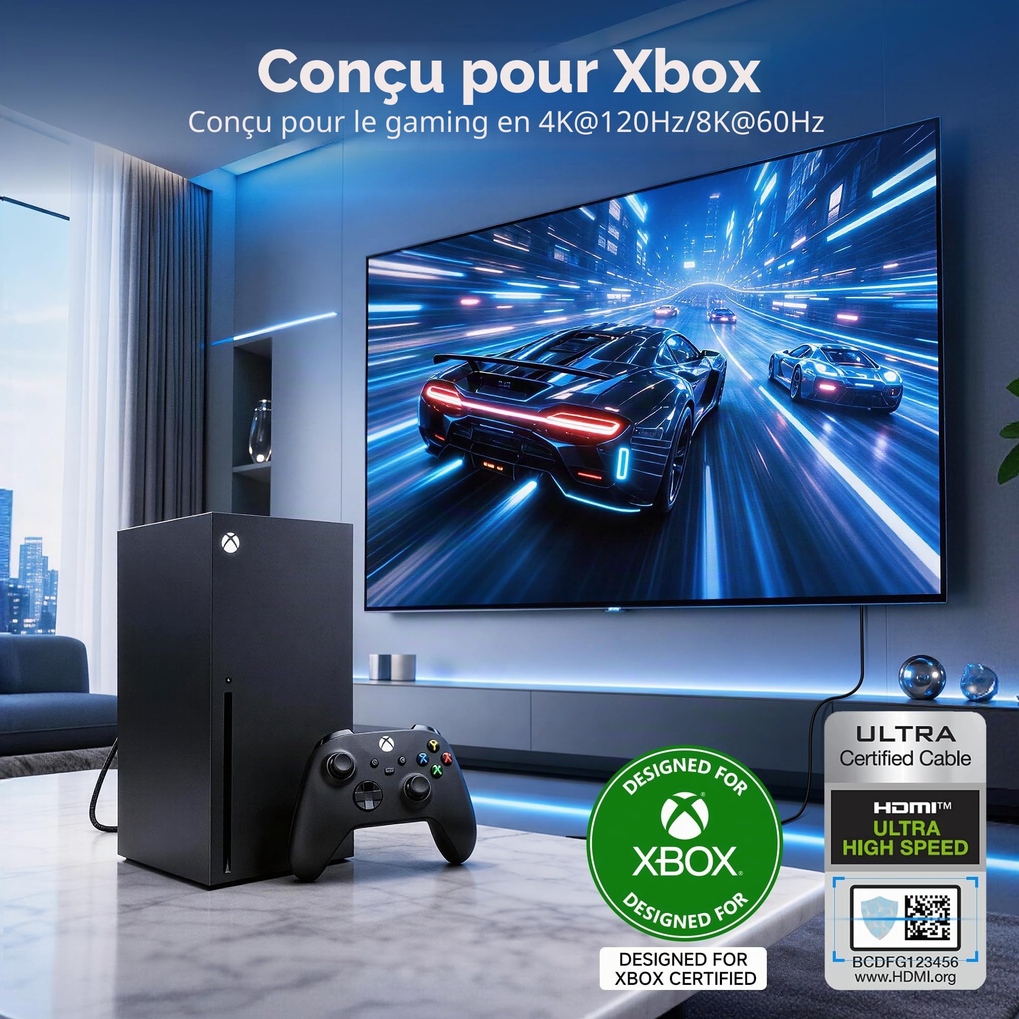 [Certifié Ultra High Speed HDMI] Cable Matters Câble HDMI Actif (câble HDMI Actif 8K en Fibre Optique Active) - 10 m - 8K à 60 Hz / 4K à 120 Hz HDR - Conçu pour Xbox, Compatible PS5 et Apple TV