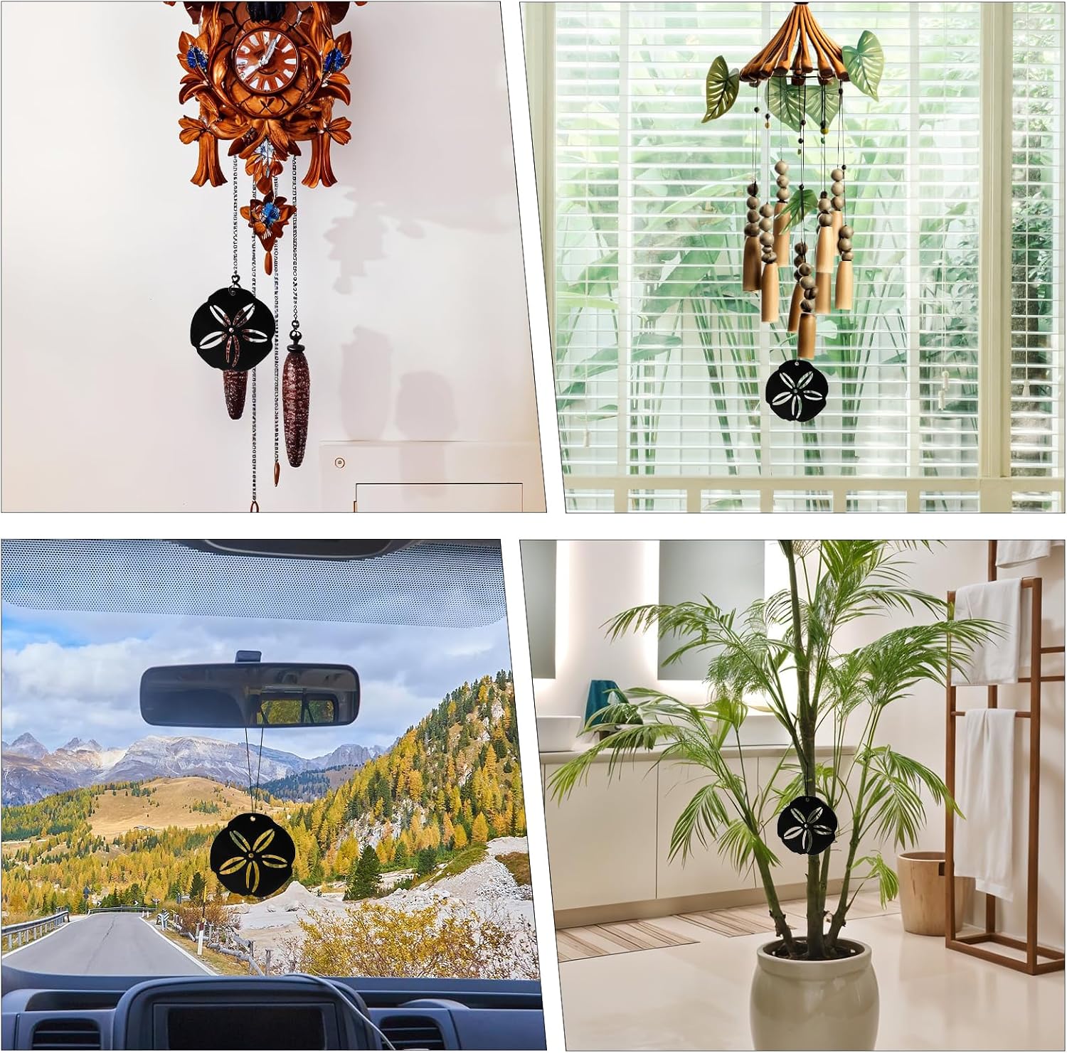 Yuanchu Replacement Wind Catcher with 16.4FT Nylon Cord, Metal Wind Chime Sail Parts Decorative Black Flower Design for Sympathy Wind Chimes and Bells image 5