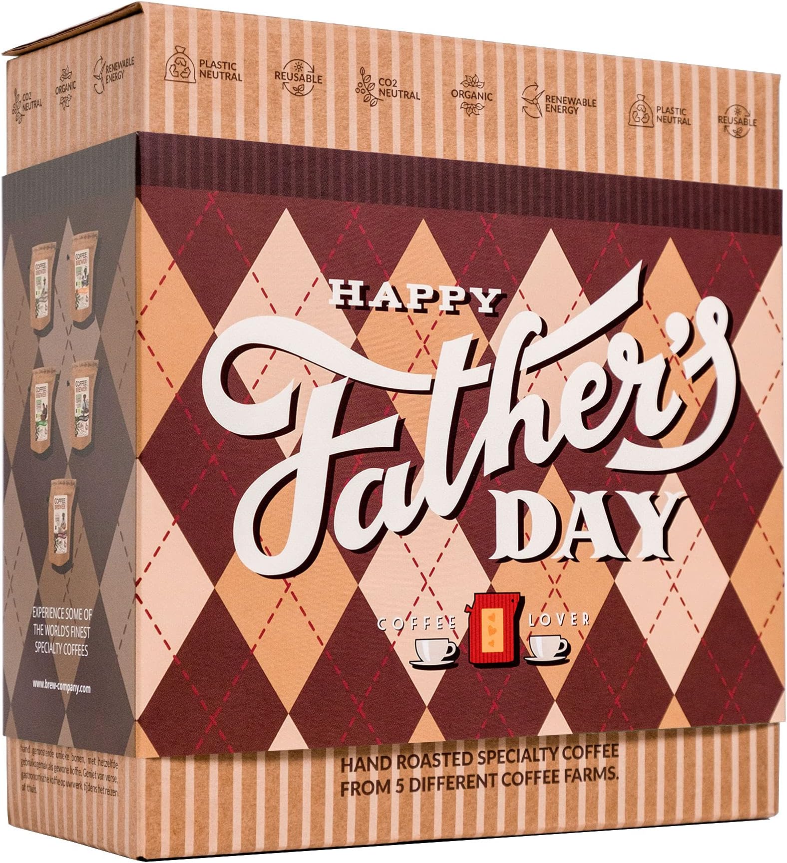 Father's Day Gift Box for Coffee Lovers - 5 of The World's Finest Single Estate Specialty & Organic Coffees | Brew & Enjoy Anytime, Anywhere | Hamper Style Letterbox Gift Idea for Dad & Husband