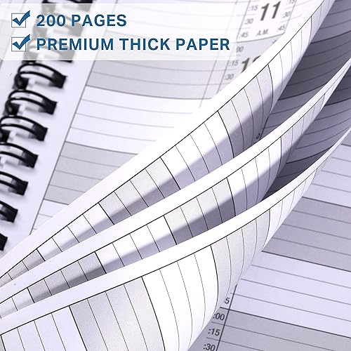Miniatura 4 de Poluma Libro de citas de salón de belleza, 11.5 x 4.7 pulgadas, 2 columnas, sin fecha, de 6 AM a 9 PM, encuadernación de doble alambre, 200 páginas,