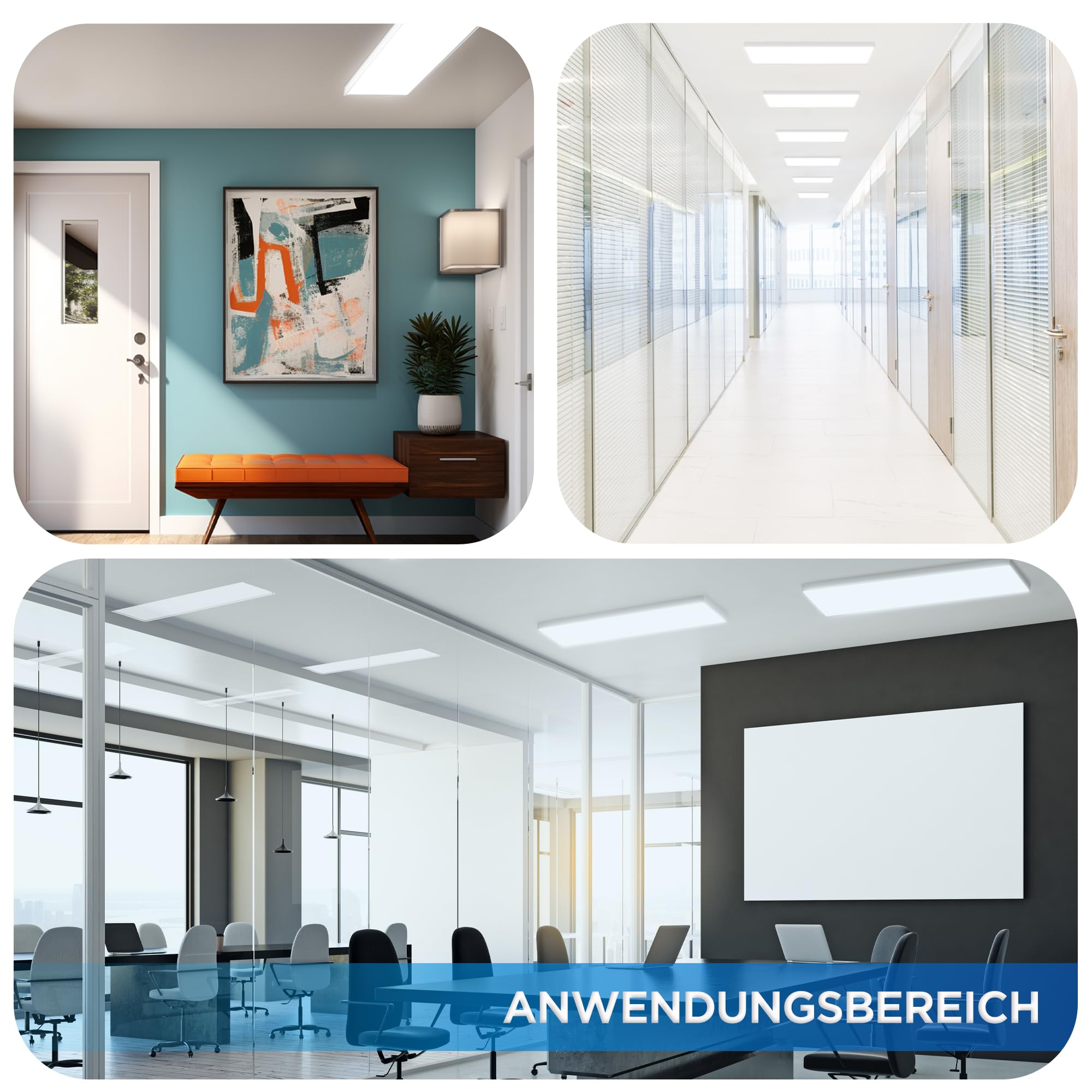 LECOM 6x LED Panel 120x30 cm Kaltweiß 6500K mit Aufbaurahmen - 4000lm Deckenleuchte Deckenpanel Aufbau mit Rahmen Aufputz Flächenleuchte
