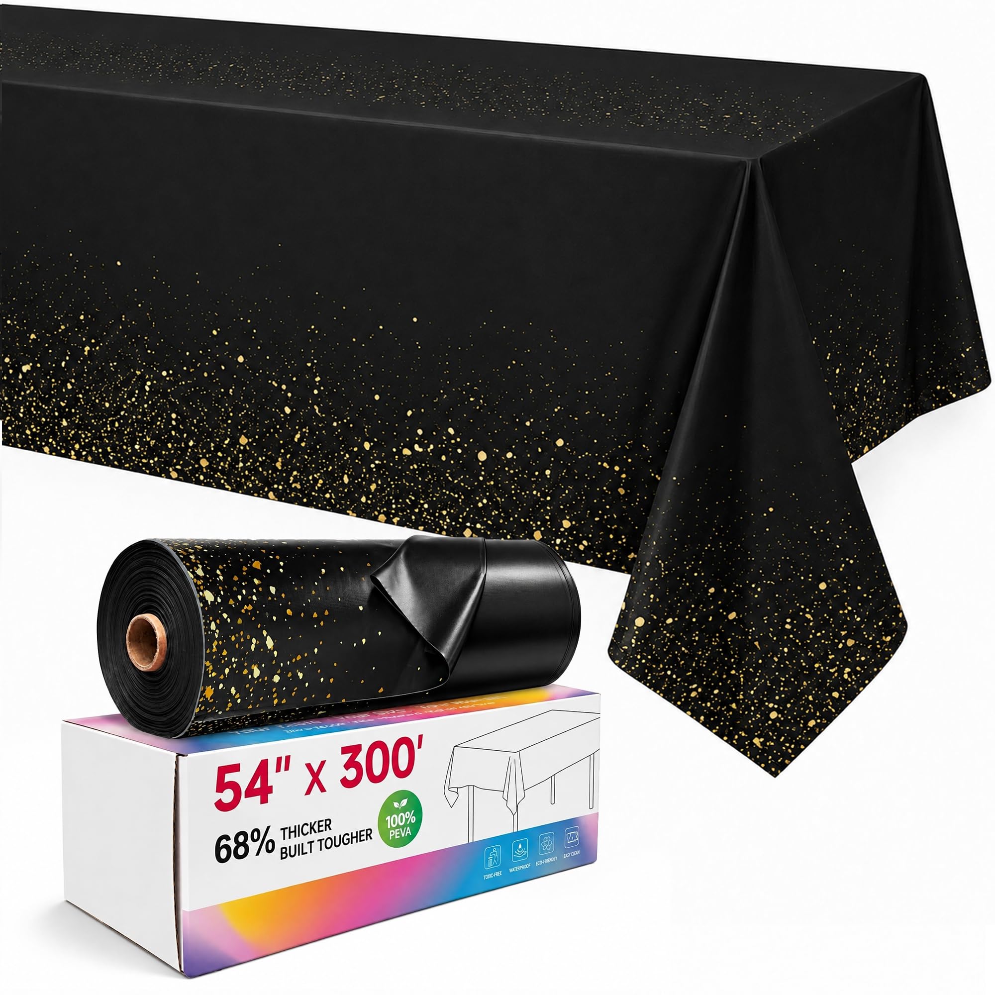 Party Plastic Tablecloth Roll, 54IN x 300FT Disposable Table Cover