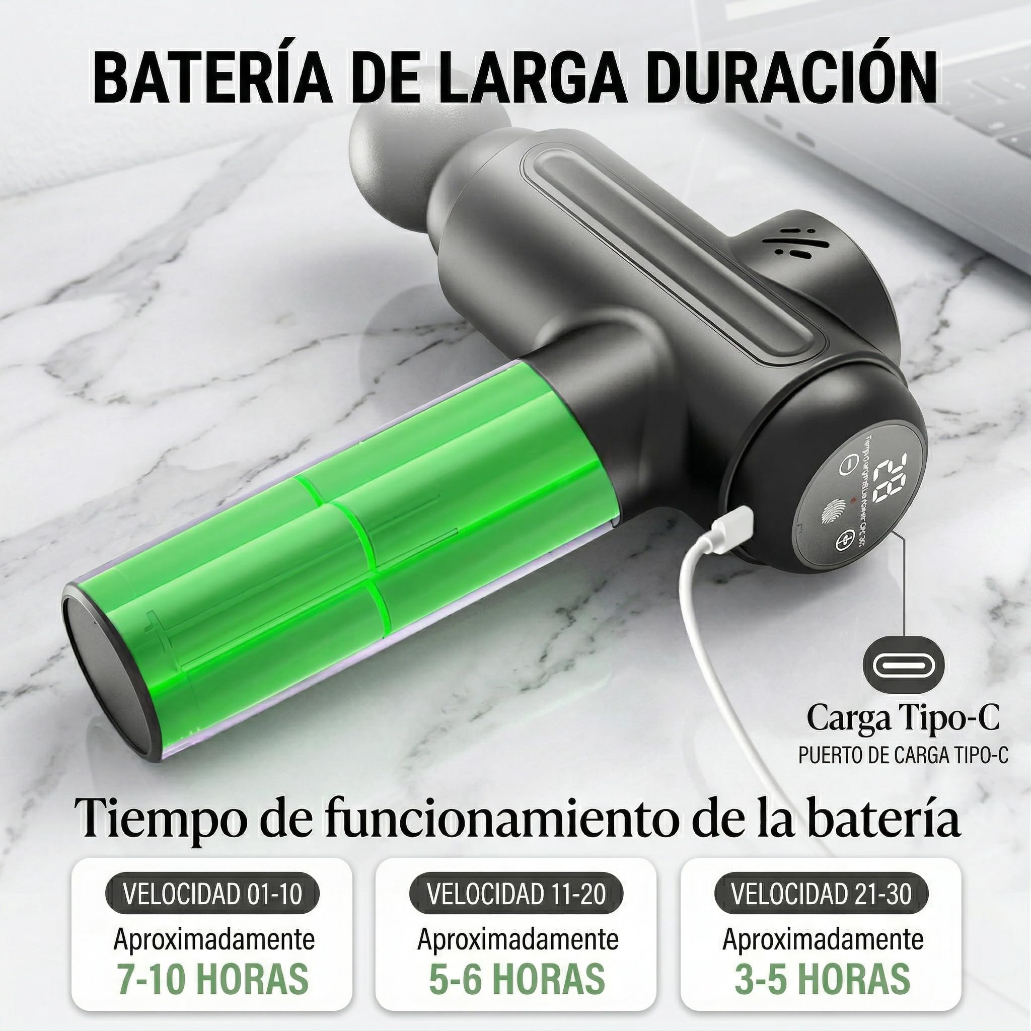 Pistola de Masaje Muscular, Masajeador Muscular Profundo con 30 Velocidades, 8 Cabezales y Pantalla LED Táctil, Masajeador Cervical, Espalda, Piernas - Regalo para Hombre, Mujer, Papá y Mamá