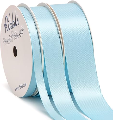 Miniatura 18 de Ribbli 3 Rollos de Cinta de Manualidades de Satén Negro Sólido de Doble Cara, Total 30 Yardas