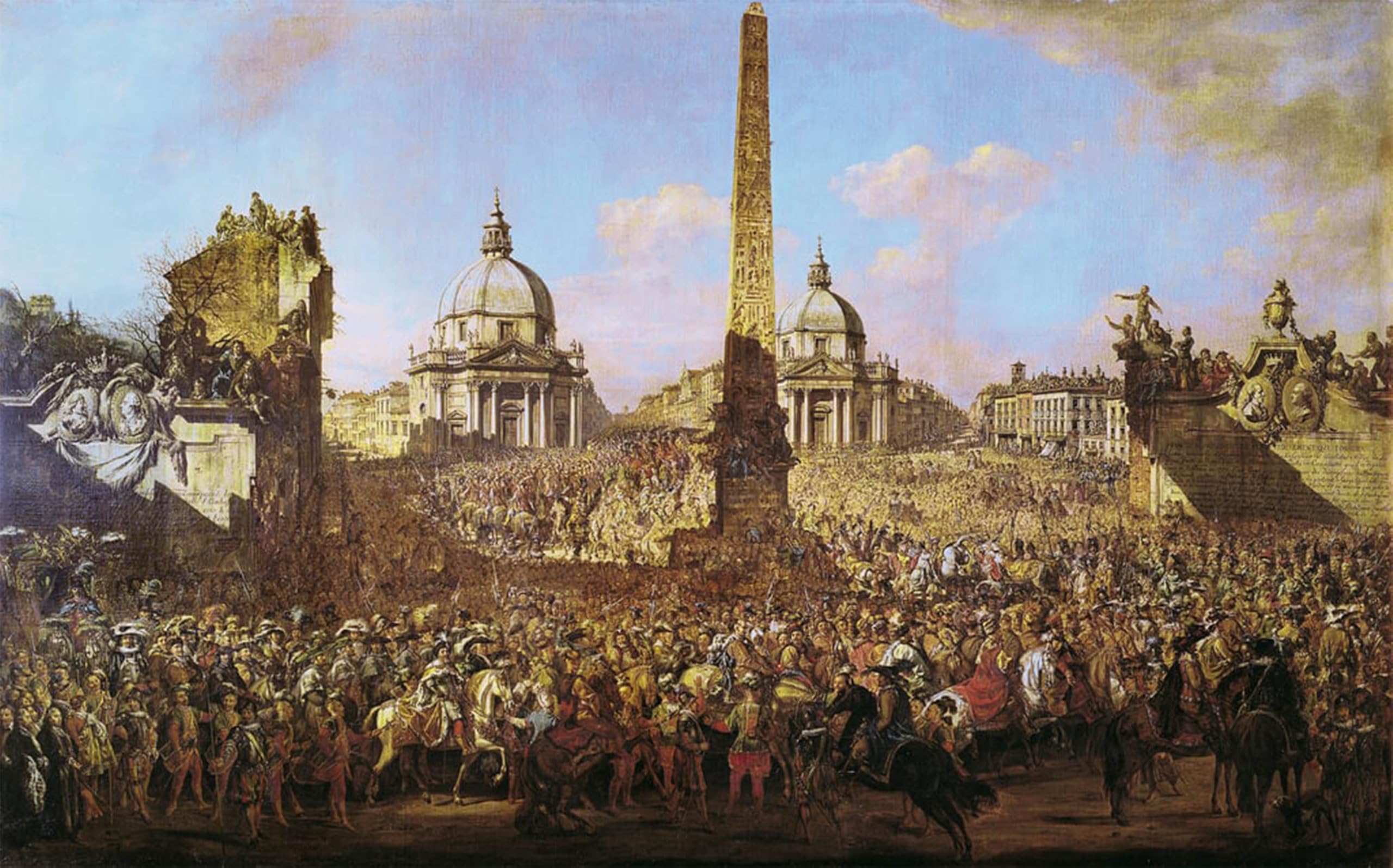 POSTERIIk Vintage Print Pop Art Landscape Artwork Entry Intoof Jerzy Ossolinski Emissary of Wladyslaw Iv of Poland with Pope Viii by Bernardo Bellotto Art Prints for Office Home Decor 60x90cm