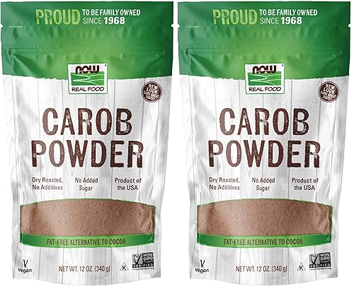 Vista 15 de NOW Alimentos, polvo de algarroba, tostado en seco, sin aditivos, sustituto nutritivo del chocolate, 12 onzas (el embalaje puede variar)