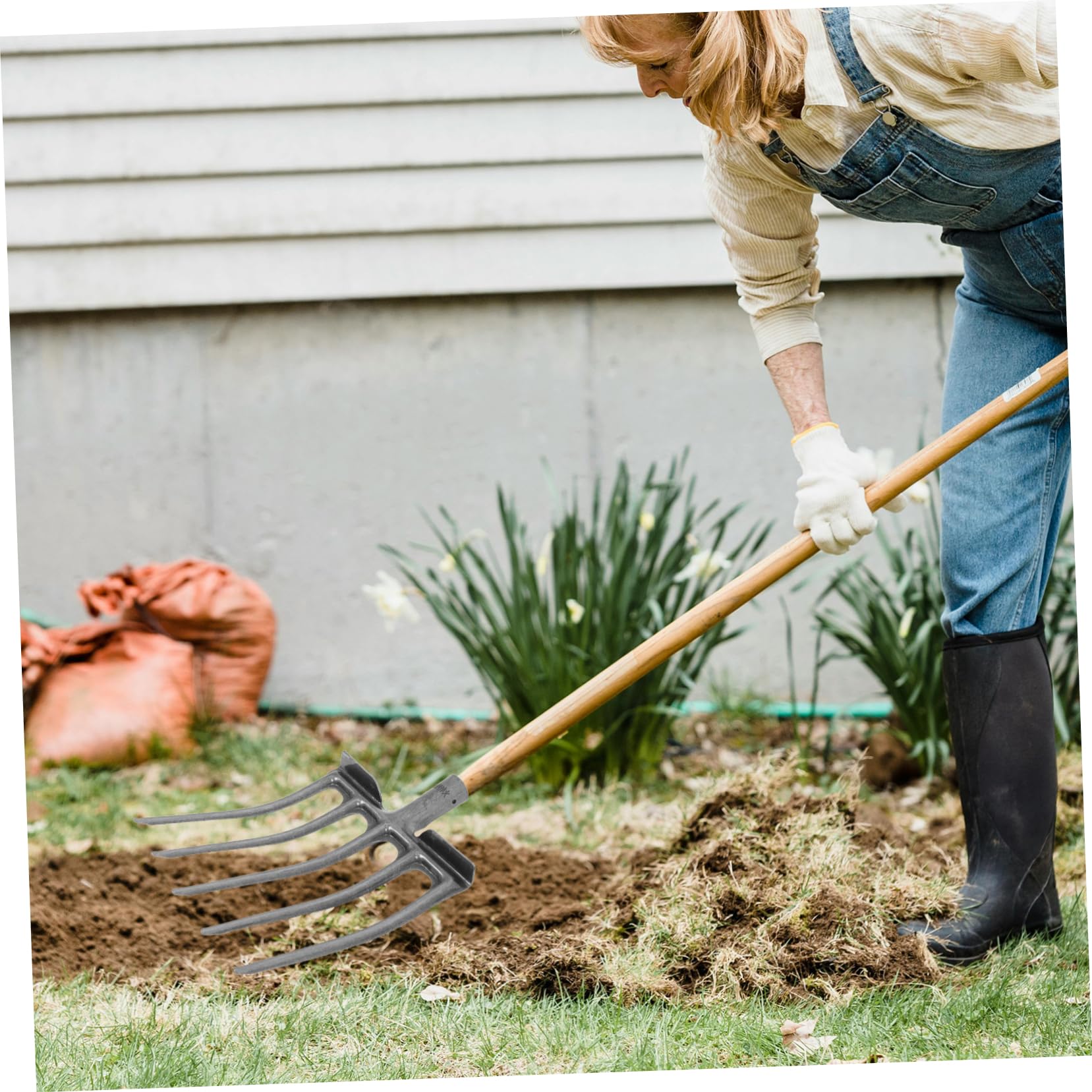 BESPORTBLE Forca in Acciaio a 5 o 6 Denti per Lavorazione del Terreno, Efficiente per Orto e Giardino, per Aiuole e Attività Agricole