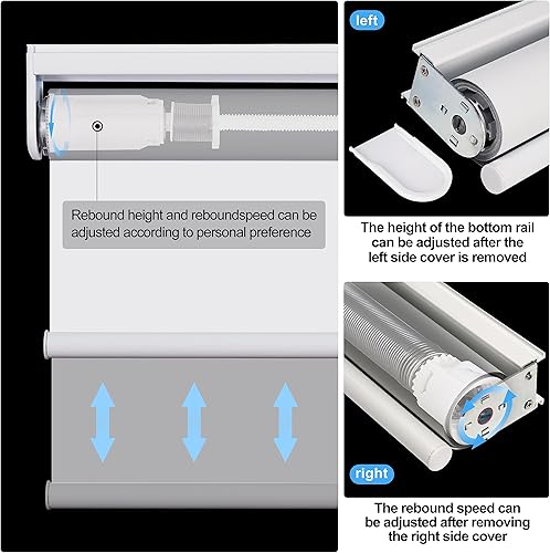 Miniatura 5 de BERISSA Persianas opacas enrollables sin cordones para ventana, con sistema de resorte, fácil instalación, protección UV para sala de estar,