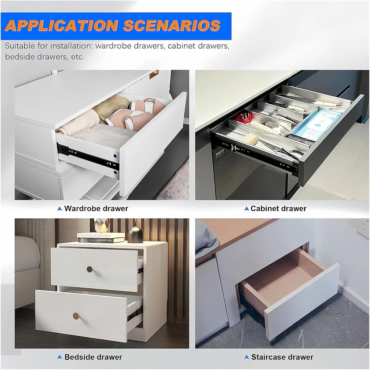 Heavy Duty Drawer Slides 1pair Sliding Rails Extension Less Noise Ball Bearing Drawer Slides Rail Track Cabinet Furniture Hardware(16inch(40cm))