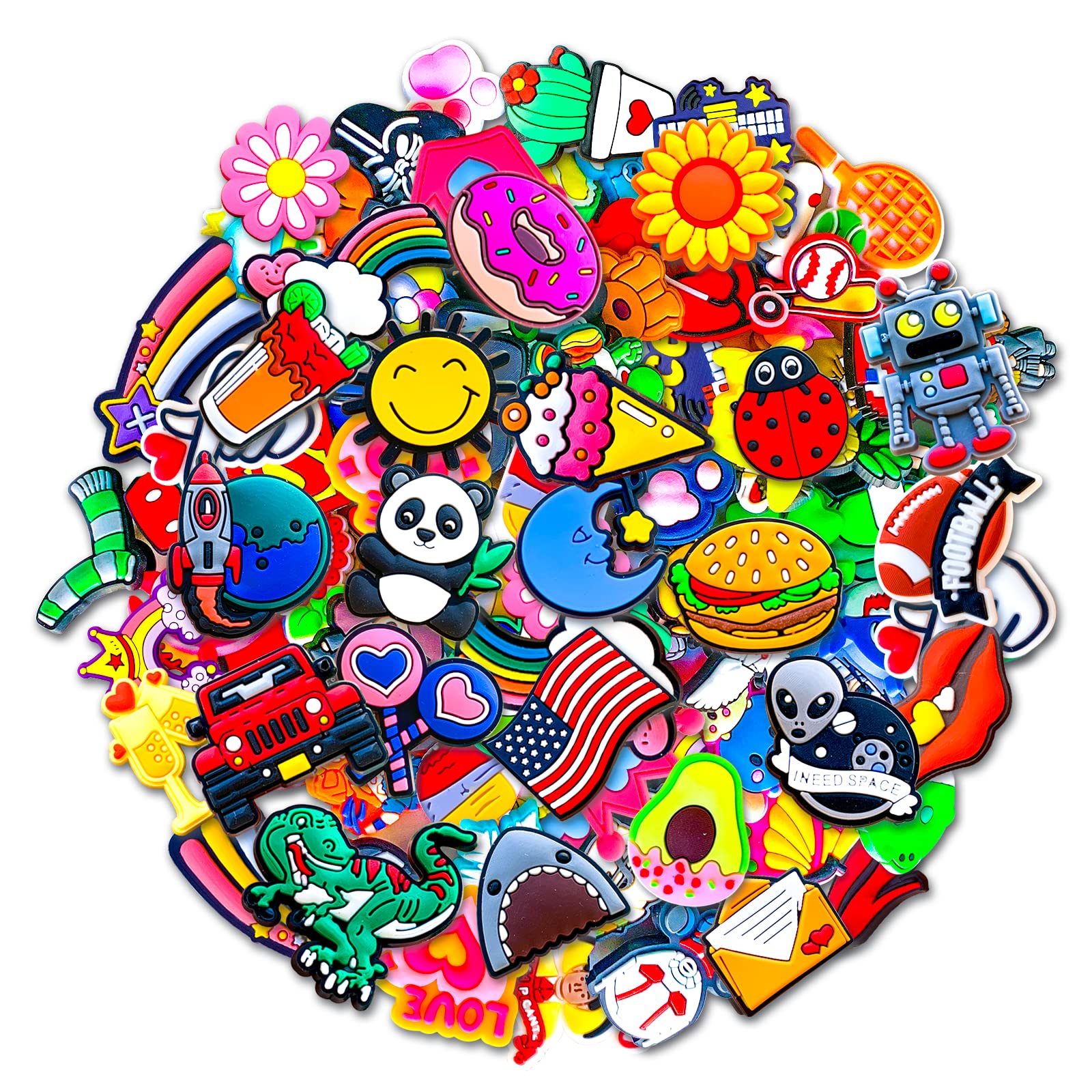 Chionwen30,50,100Pcs Random Shoe Charms for Clog Decoration, Cute Cartoon Charms Accessories for Kid Boy Girl Party Favor (50)