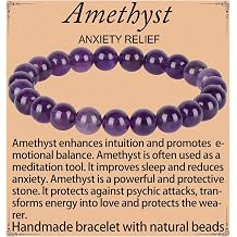 QOGIR Handmade Healing Bracelet, Natural Gem Stone Crystal Elastic Bracelet