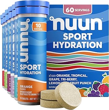 Nuun Sport Electrolyte Tablets with Magnesium, Calcium, Potassium, Chloride & Sodium, Gluten Free & Vegan, Mixed Flavors, 6 Pack (60 Servings Total)