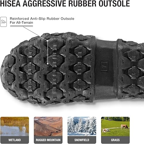 Miniatura 4 de HISEA Botas de lluvia para hombre, botas de goma de neopreno, botas de barro aisladas, botas de jardín de altura media