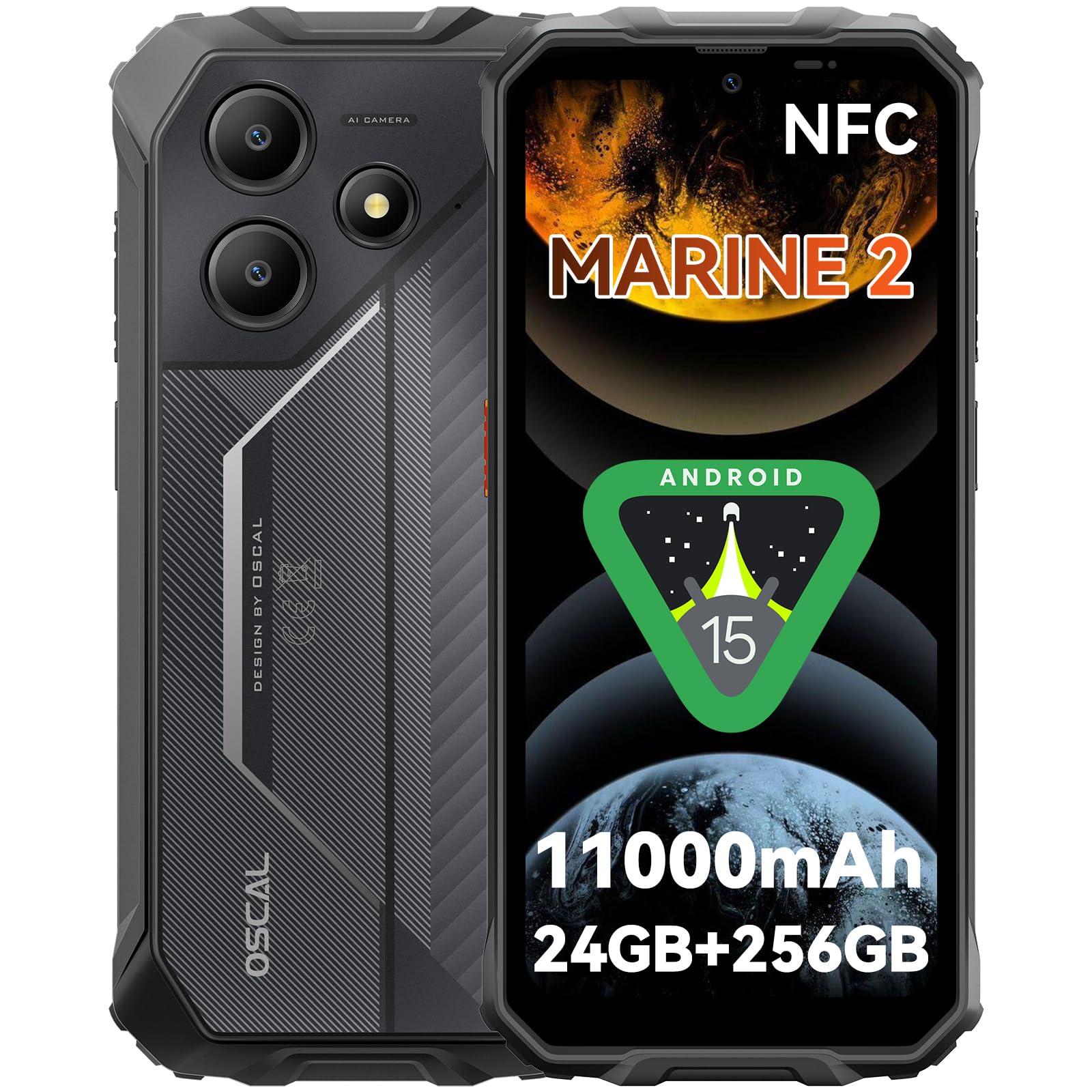 OSCAL Marine2 タフネススマホ Android 15 Amazon | OSCAL Marine2 タフネススマホ Android 15 スマホ 24GB
