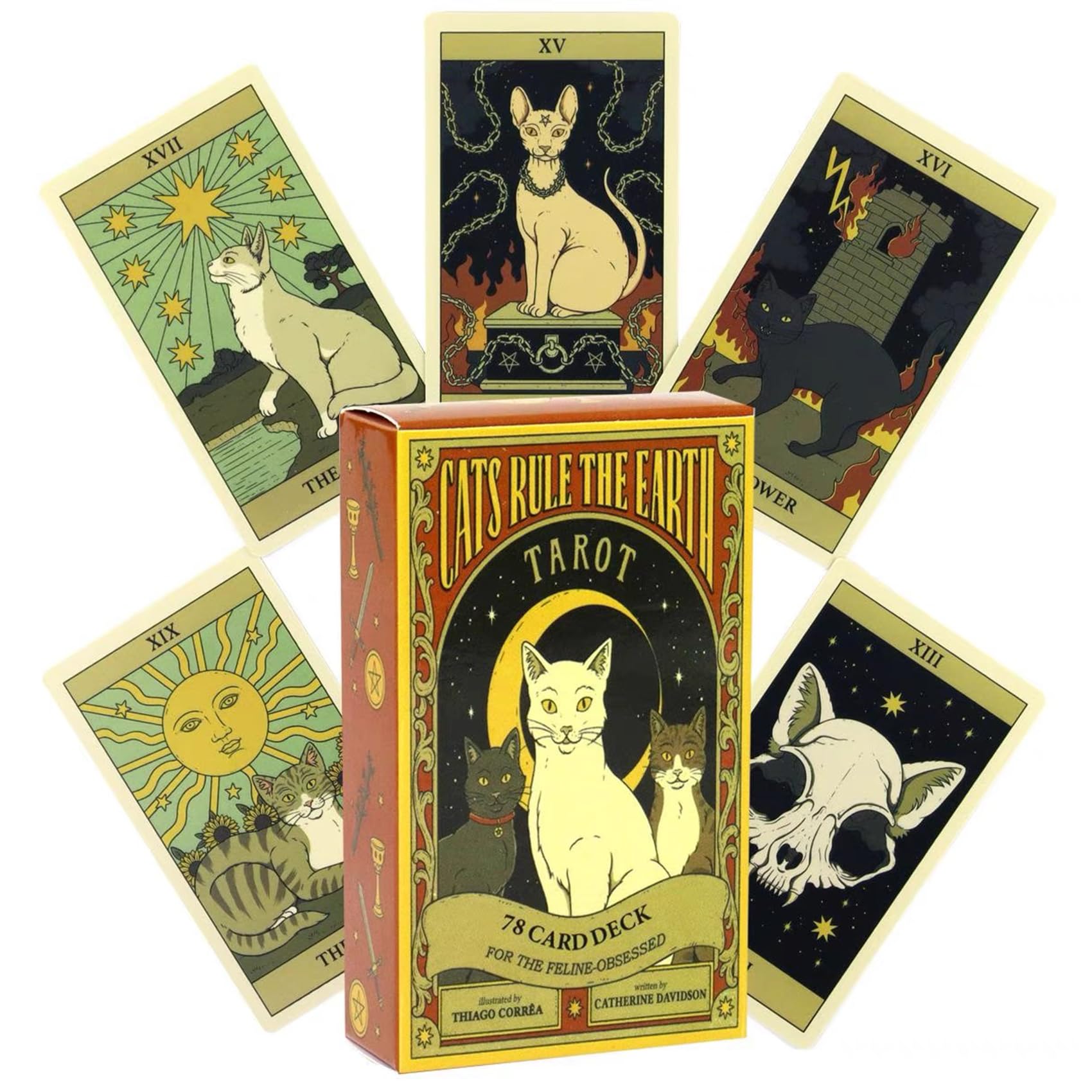Cat Tarot Cards for Beginners - Cats Rule The Earth Tarot Cards, 78 Tarot Cards, English Party Games Card Games