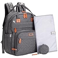 Vista 25 de BabbleRoo - Mochila para pañales - Bolso de viaje con artículos esenciales para bebés - Mochila multifuncional resistente al agua, bolso de viaje