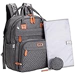 BabbleRoo Extra Large Diaper Bag Backpack, Expandable Baby Bag with Up to 50% More Capacity - Travel Essentials Baby Bag Tote with Changing Pad, Stroller Straps & Pacifier Case - Unisex, Dark Gray
