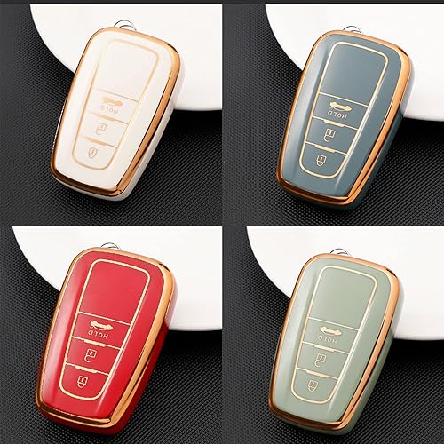 Miniatura 6 de Adecuado para llavero Toyota Crown Corolla Camry, llave CarSmart de 3 botones, funda protectora de llave de TPU súper suave (rojo)