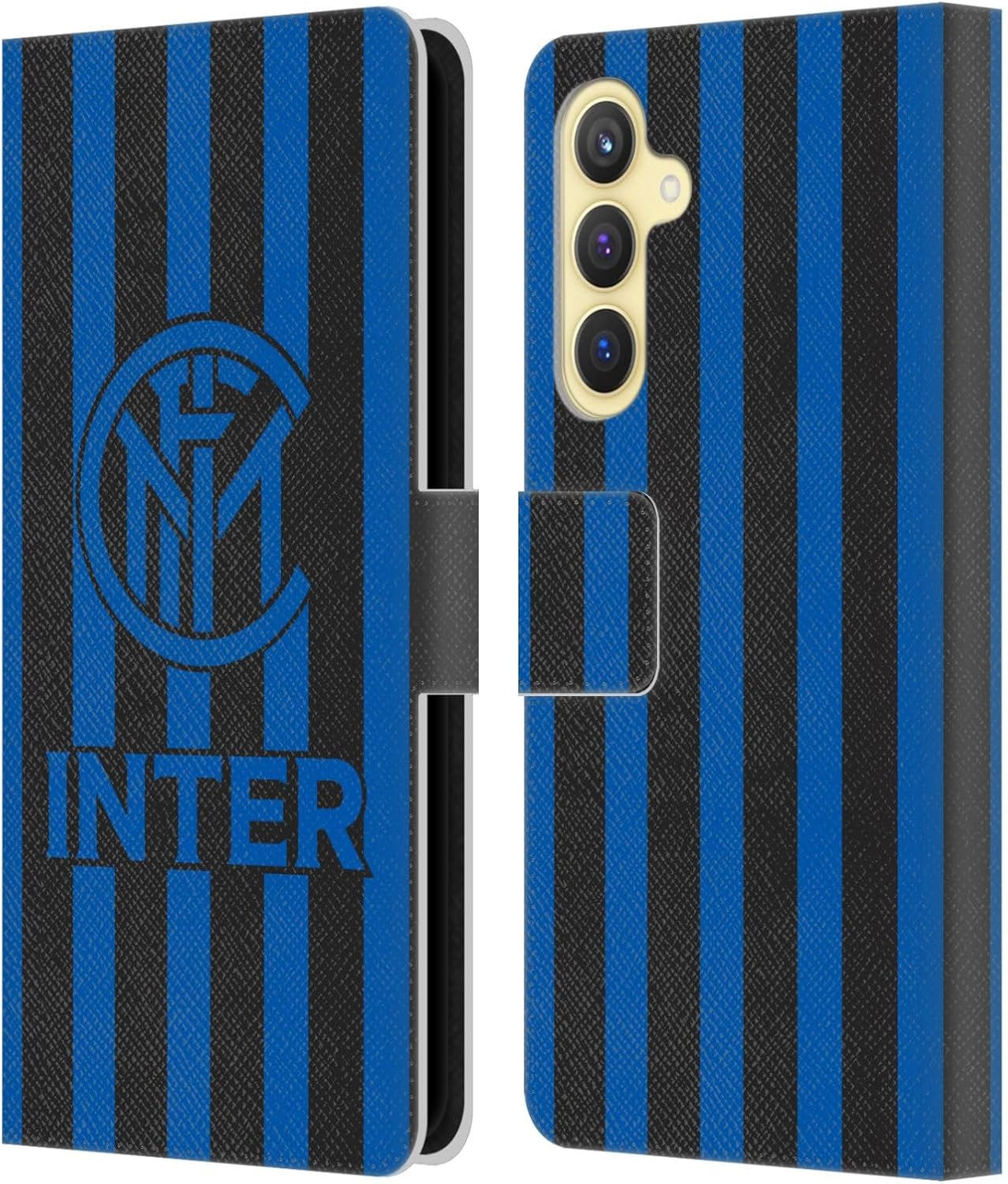 Head Case Designs Officially Licensed Inter Milan Stripes 2 Graphics Leather Wallet Case Compatible with Samsung Galaxy S23 FE 5G
