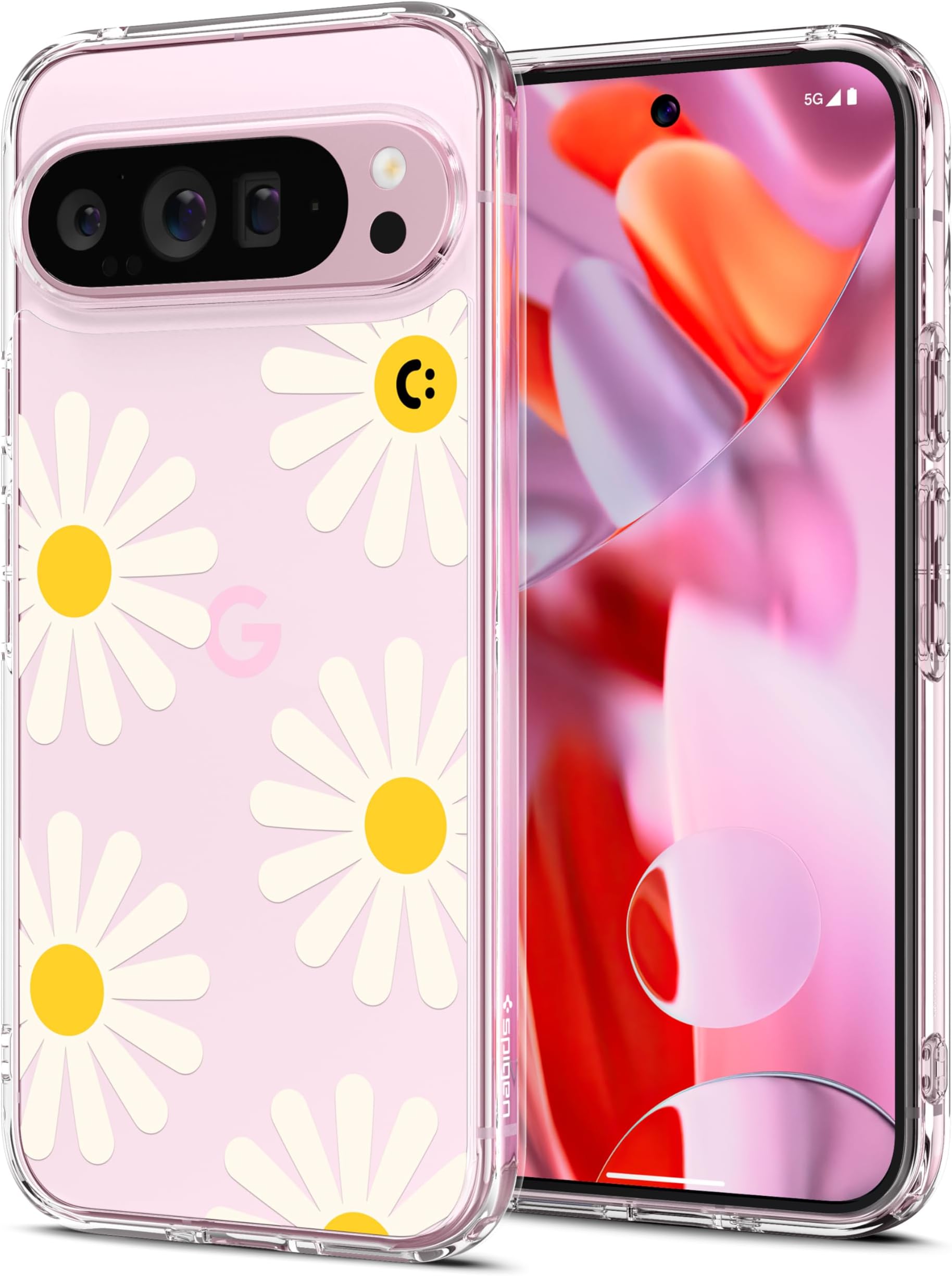 Spigen Cyrill Ultra Hybrid | Google Pixel 9 Pro XL Case | Transparent Flower Pattern Print Design Pixel 9 Pro XL Back Cover | TPU+Poly Carbonate - Big Daisy