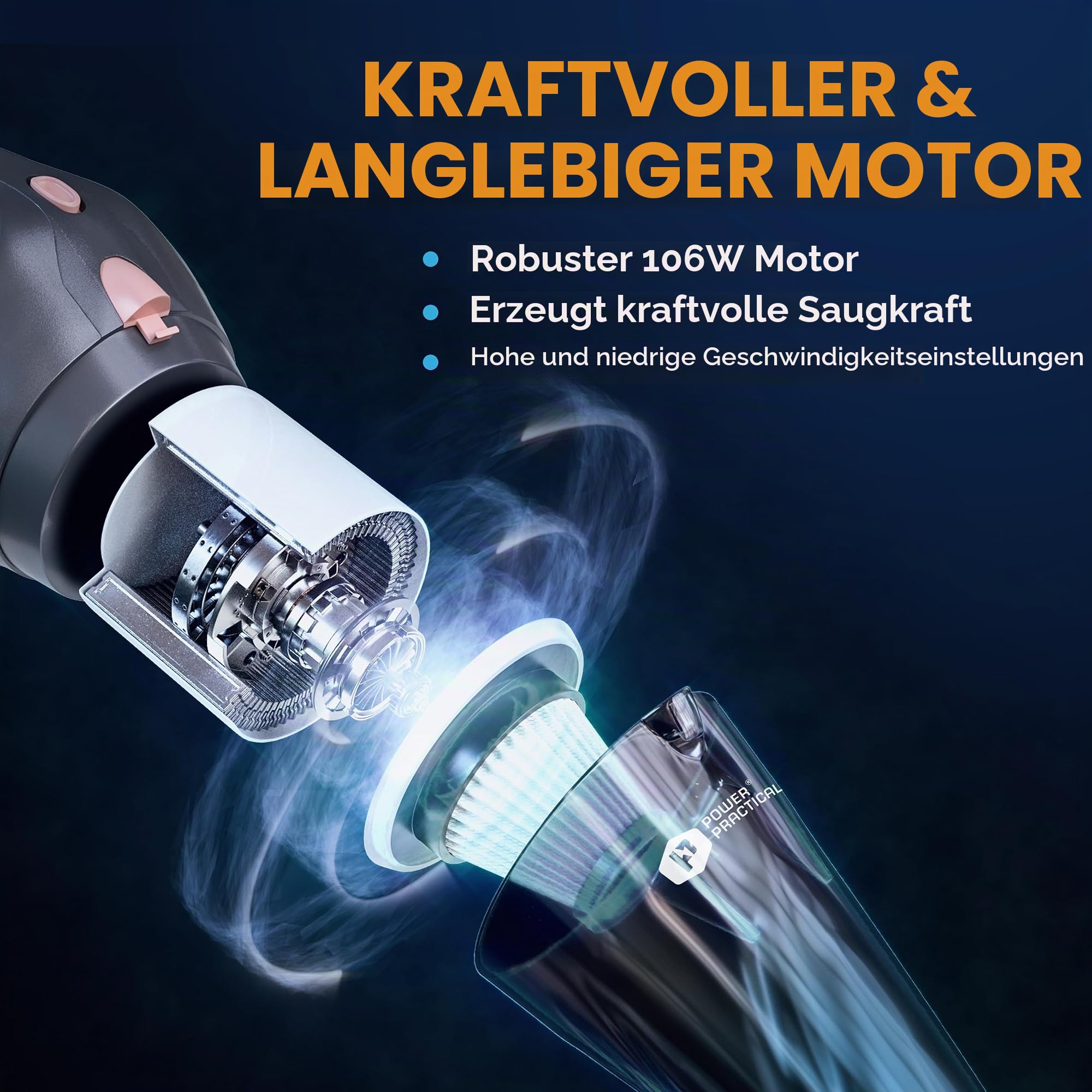 ThisWorx Beutellos Autostaubsauger mit LED-Licht – Handstaubsauger zur Auto-Reinigung – 110W 12V – Adapter zum Anschluss an den Zigarettenanzünder –4,9 m Kabel