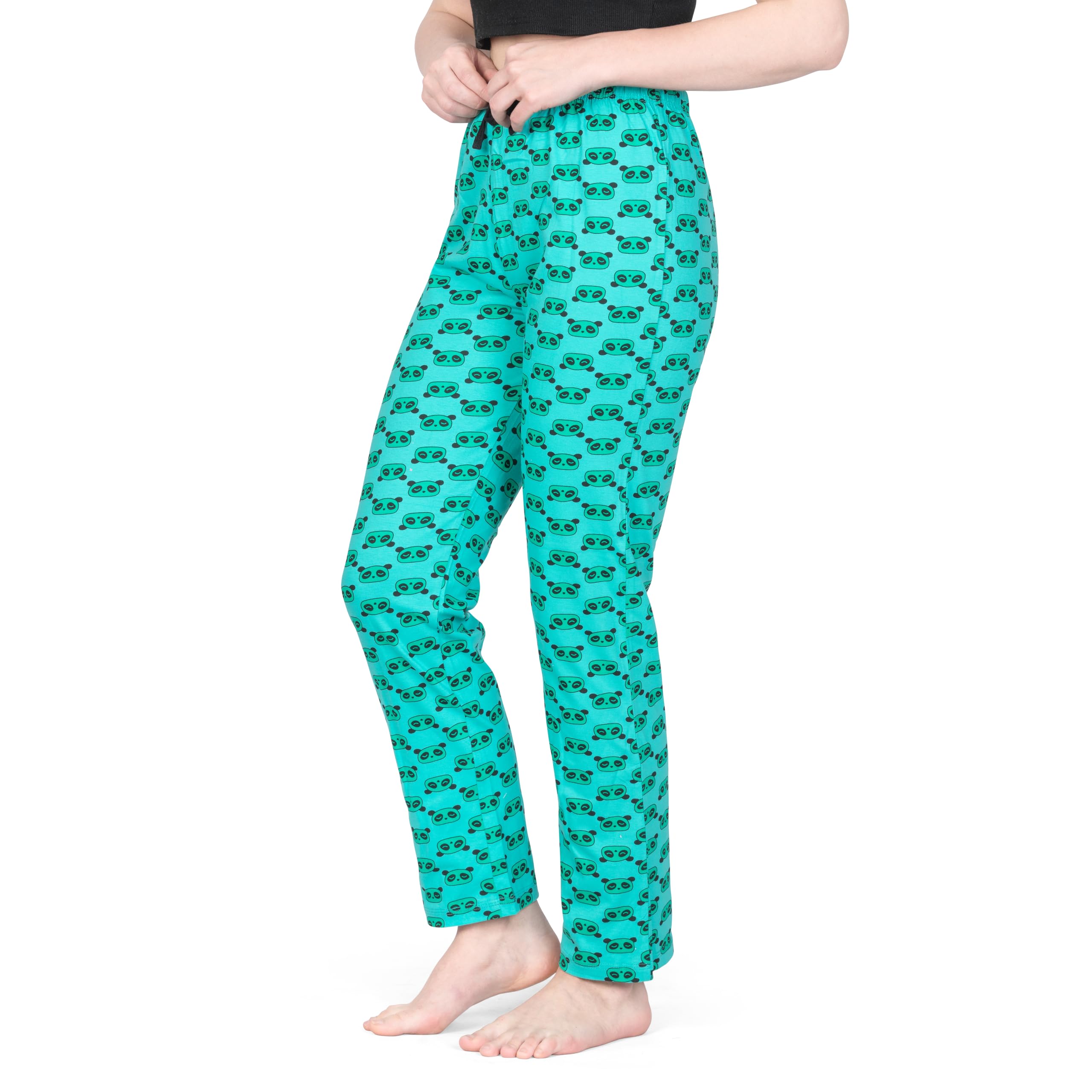Real Basics Women's Cotton Printed Pyjama Pack of 2(RB-W-PJ-4XL-P2-S2(Panda+Cherry)_Multicolor_4XL) 2