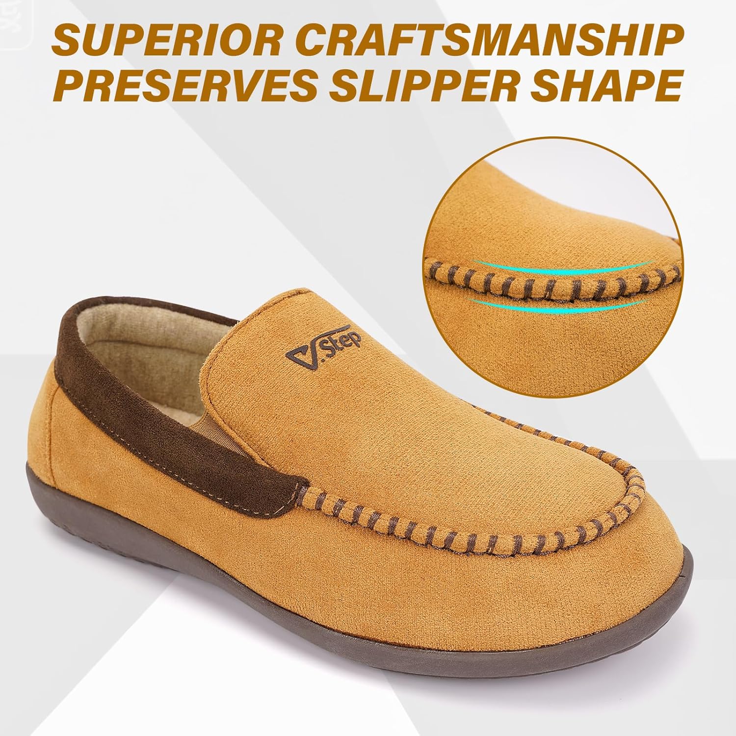 V.Step Orthopedic Arch Support Moccasin Loafer Slippers for Men, Orthotic Support for Plantar Fasciitis, Full Coverage Indoor Outdoor House Slippers for Bedroom Living Room - Image 5