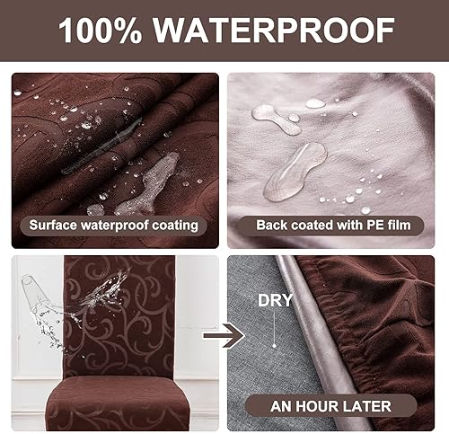 Miniatura 3 de Genina Fundas impermeables para sillas Parsons de comedor, fundas elásticas para sillas Parsons para comedor, cocina, funda protectora para silla de